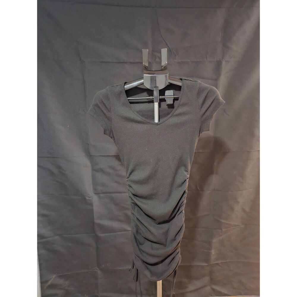 : SHEIN Black V-Neck Ruched Drawstring Mini Dress – Size XS (EU 34 / US 2)